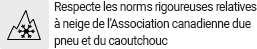 Respecte les norms rigoureuses relatives à neige de l’Association Tire and Rubber du Canada