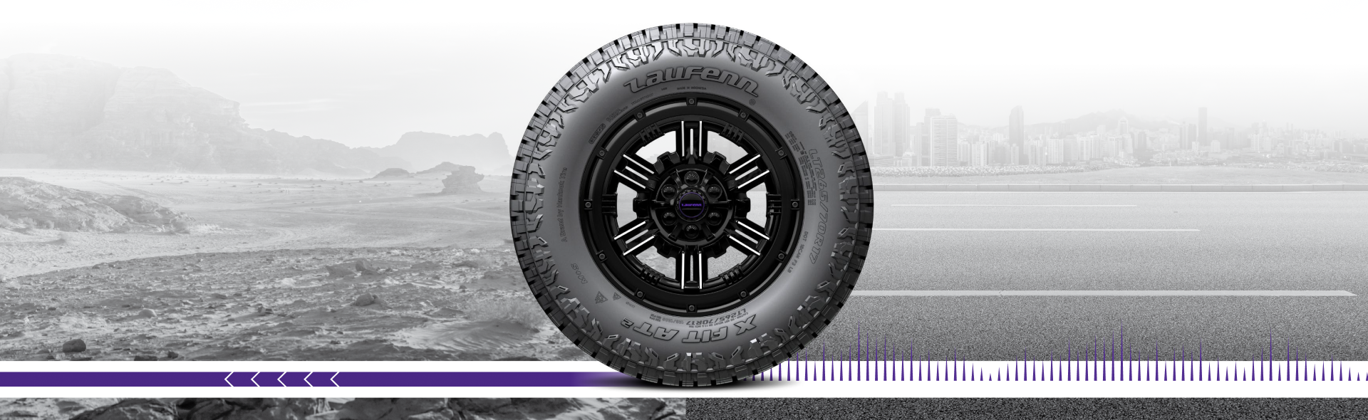 The X FIT AT2 tire in a car illustration