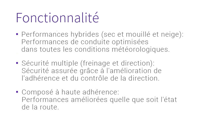 Wet, Wear Life, Dry, Features - 1.Summer : Optimised dry, wet performance, 2.Impressive tread life, 3.Quiet, smooth driving across all road conditions