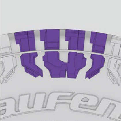 Bold side blocks with rugged, irregular design